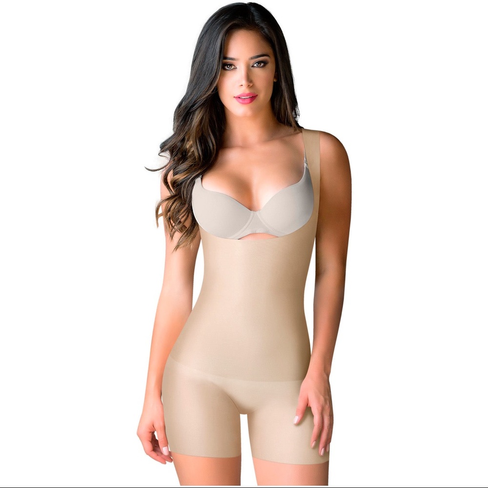 ROMANZA | Women Tummy Control Shapewear | Open Bust & Mid Thigh